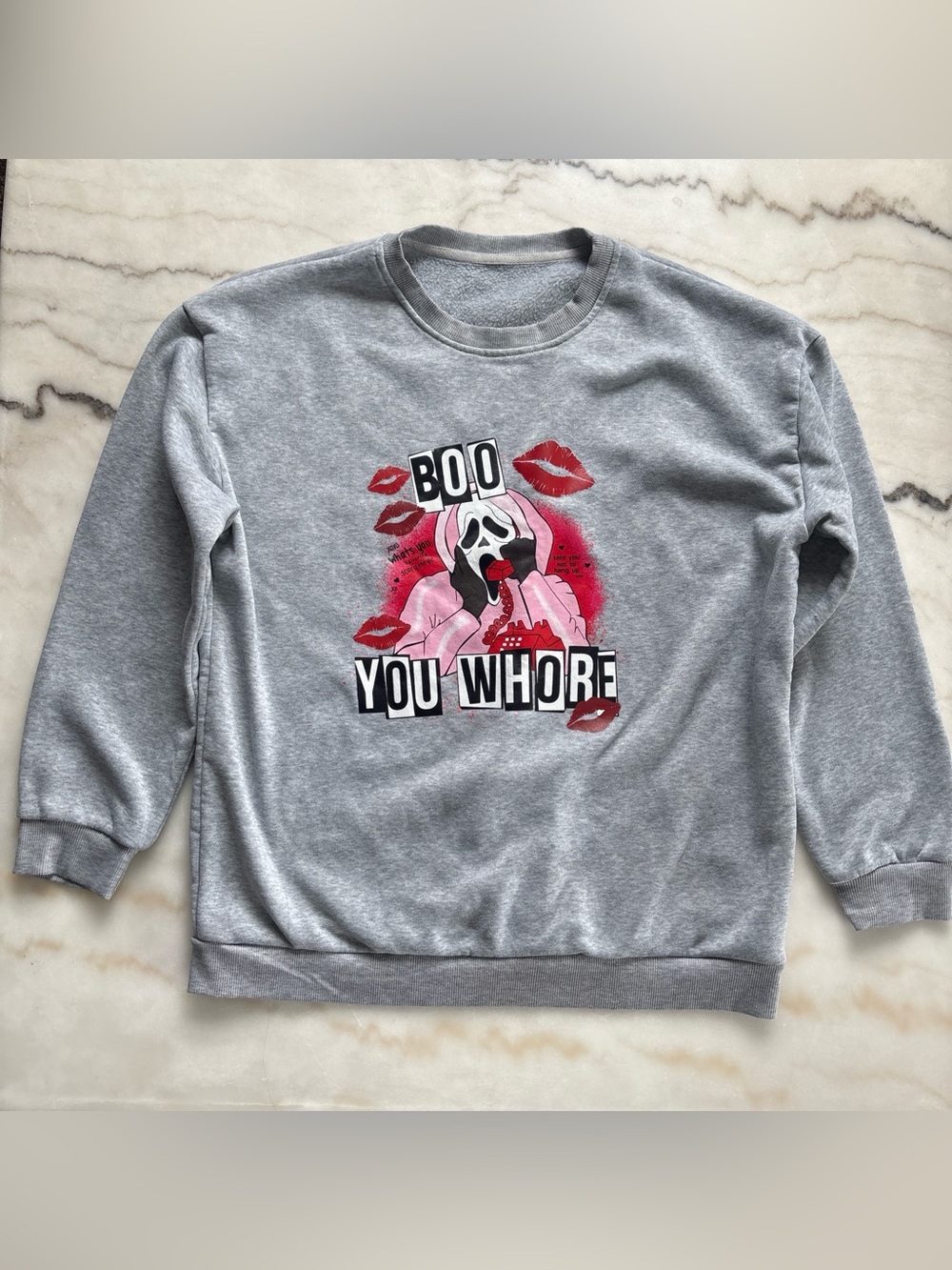 Scream Ghostface Sweatshirt Gray Boo You Horror Mean Girls Halloween Crewneck XL